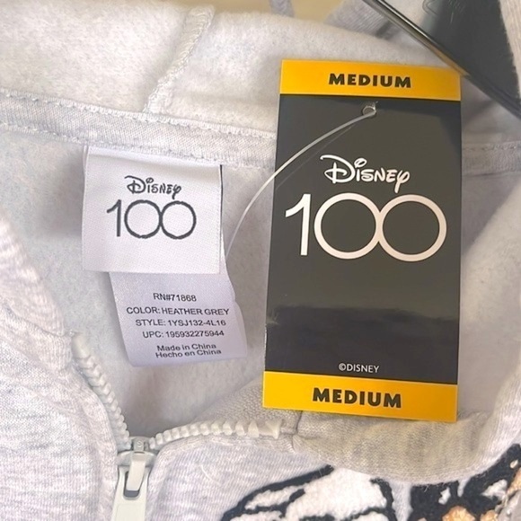 Brand New Disney 100 Heather Gray Zippered Hoodie Sweatshirt Minnie Mickey Bambi - Picture 11 of 16